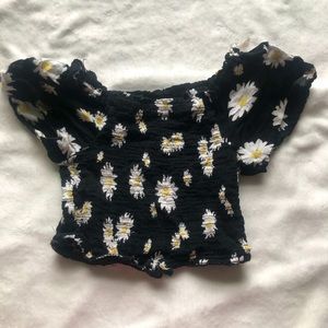 Cropped Floral Off the Shoulder Top